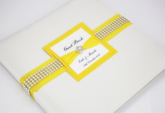 Wedding Guest Book - Personalized - Yellow