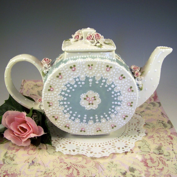 Items similar to Doily Teapot on Etsy