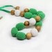 Green-White Crochet Necklace - Nursing necklace for Mother and child - Teething necklace with crochet beads - Nursing Breastfeeding