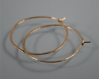 1 1/2" 14k Gold Filled Hammered Texture Hoop Earrings