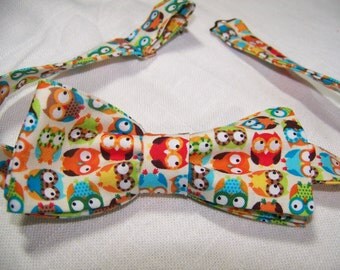 Wise Owl Bow Tie - Cotton Men's Bow Tie -  Adjustable - Fun