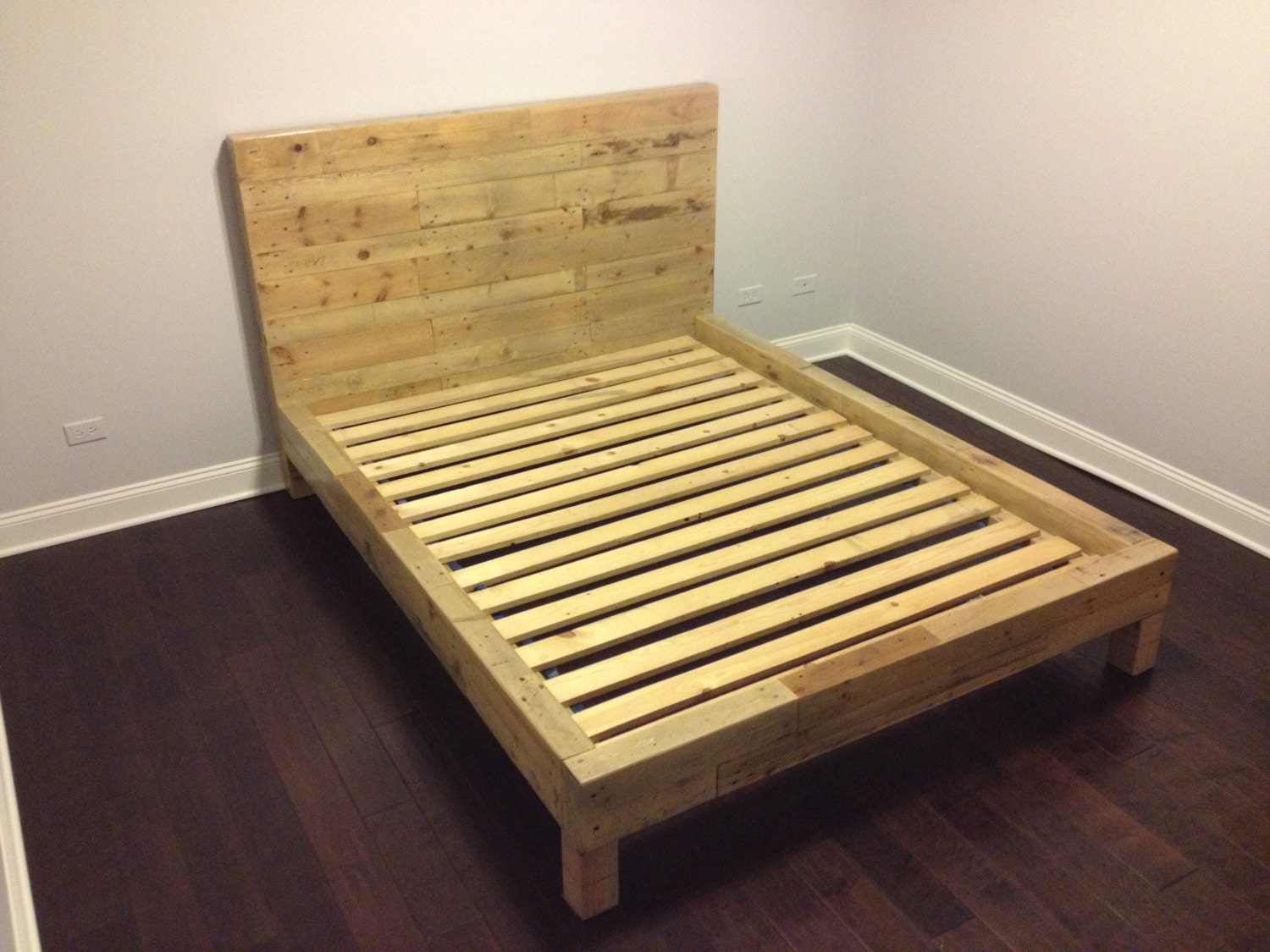 reclaimed oak wood bed frame queen by witusik2000 on Etsy
