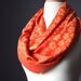 Hot orange infinity scarf , floral, pashmina