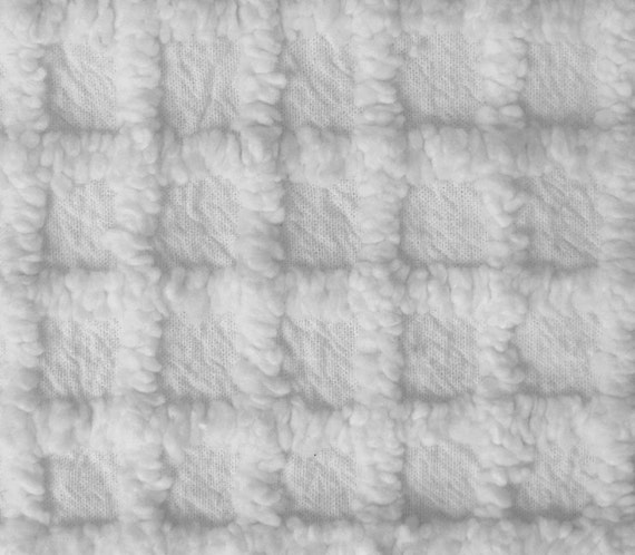 IT'S BACK White Check Chenille Fabric 100% Cotton 26