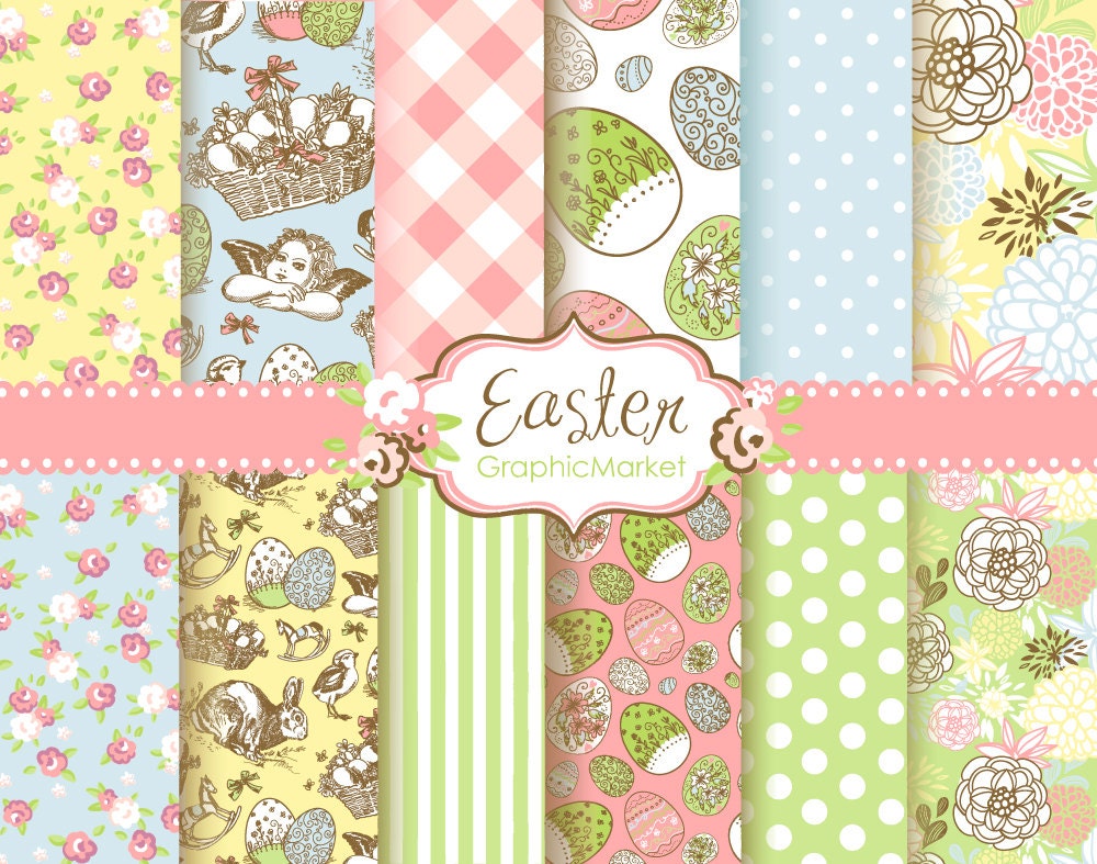 of for paper name invitations Paper pack Easter for 12 GraphicMarket Scrapbook Digital by