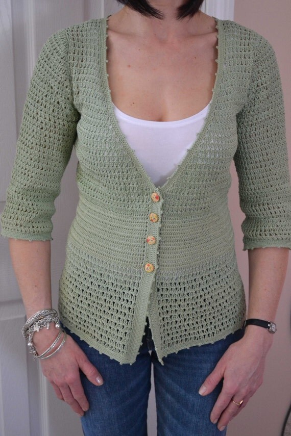 Sweet Green Hand Made, Crocheted Shirt Sizes 0 to 20