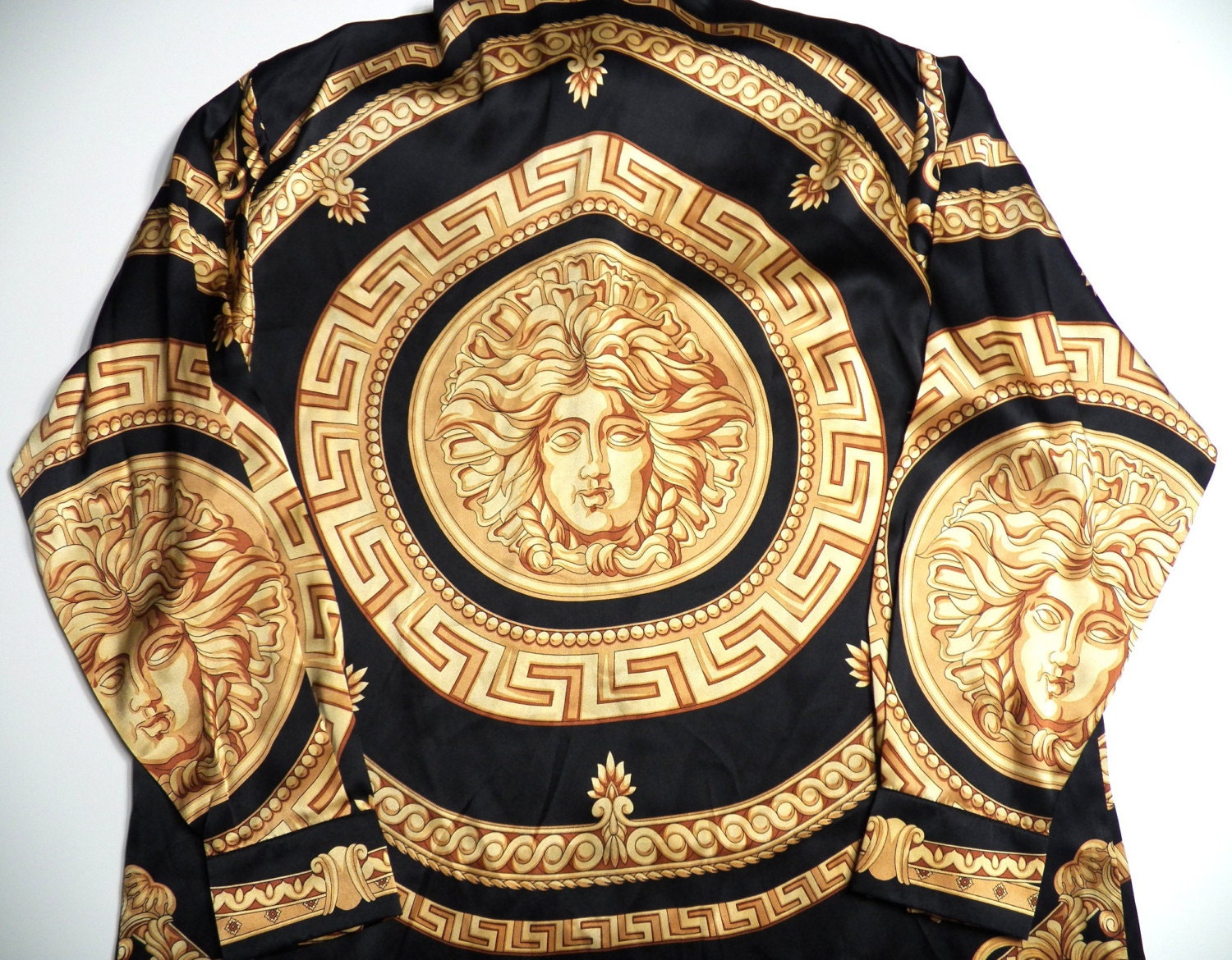 versace italy style mens large medusa head print 100% silk