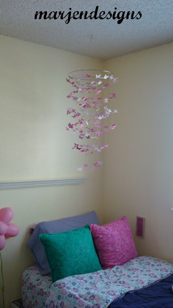 pink butterfly crib mobile baby girl mobile nursery decor