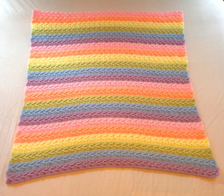 Pastel Rainbow Baby Blanket by CustomCrochetByAlan on Etsy