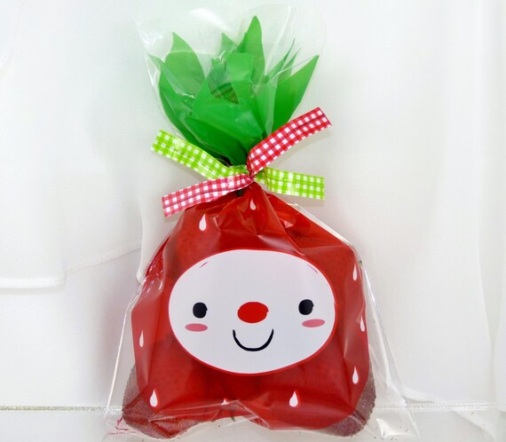 Strawberry Treat 30 Favor Food Bags with Solid Red Twist Ties Strawberry / Craft Supply for Hand made Favors -Bakery/ Cookies/ CaNdY Bags - Il_570xn