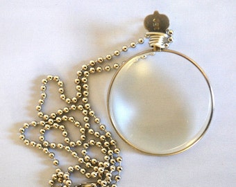 Extra Strong Magnifying Monocle Necklace Vintage Optical Lens Pendant, Functional Reading Lens