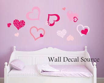Pretty Heart Decal - Heart Wall Decals - Girls Wall Decals - Heart Decals - Heart Wall Stickers
