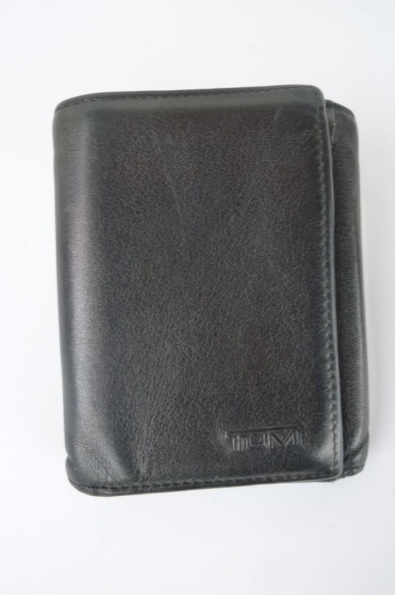 Tumi Mens Tri Fold Wallet Brown Leather 1980s by ZoomVintage
