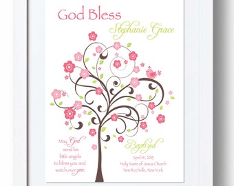 BAPTISM GIFT -8x10 Print - Christening Gift - Personalized Gift for Dedication - Personalized Wall Print for Nursery - Gift from Godmother