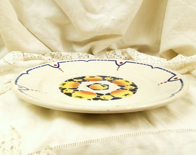 Large Antique Round Art Deco Serving Plate made by St Amand / French Decor / French Country Decor / Vintage Home / Table Ware / Ceramics Large Antique Round Art Deco Serving Plate made by St Amand / French Decor / French Country Decor / Vintage Home / Table Ware / Ceramics