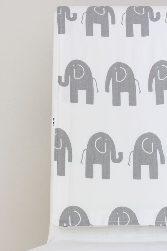 SALE Baby blanket Grey Elephants on White backed with