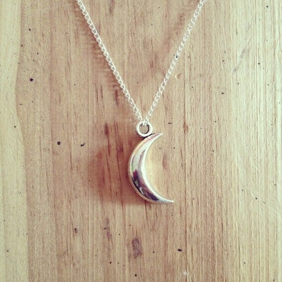 Items similar to Silver moon charm pendant necklace on silver chain (18