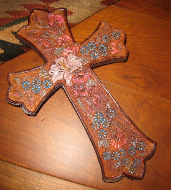 Custom Hand Tooled Leather Cross by NTexasLeatherwork on Etsy