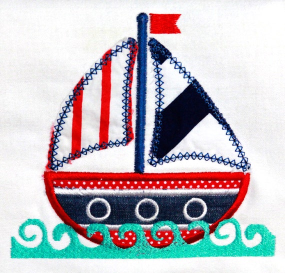 Sailboat Applique Design Download Now here by DaisySproutsDesigns