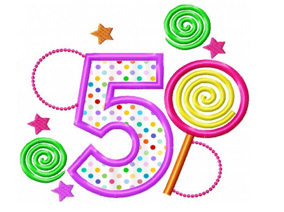 Lollipop Birthday Applique Design Numbers 1 9 INSTANT