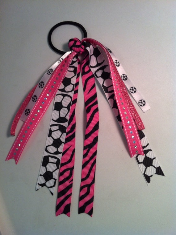 Items similar to CUSTOM soccer softball volleyball cheer bow pony tail