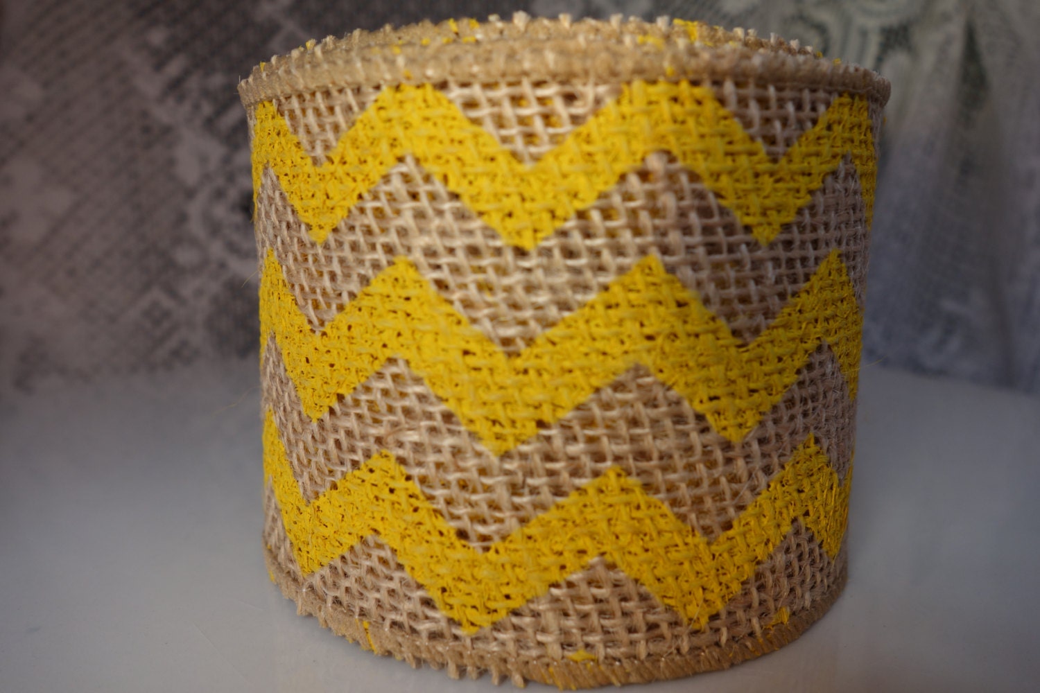 Yellow Chevron Burlap Ribbon 5 Yd Roll