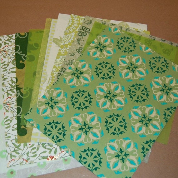 Decorative Paper Pack Gorgeous Greens Paper Set of 10