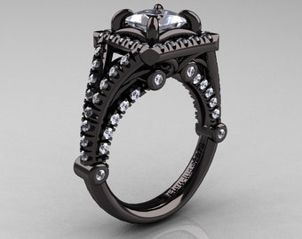 cz black wedding ring