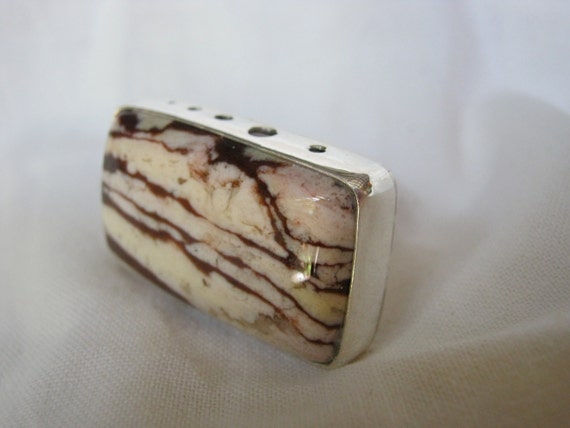 sterling silver and zebra jasper ring