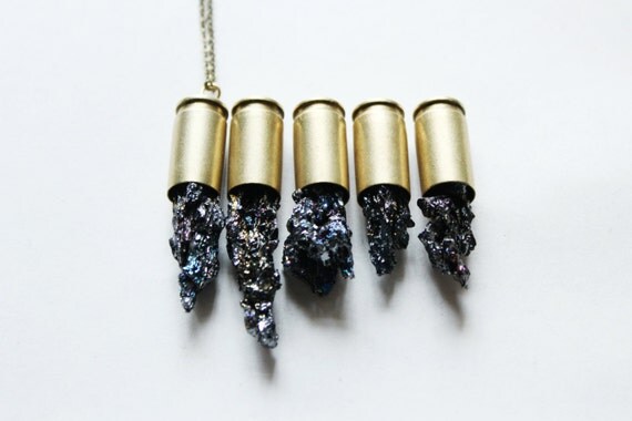 Constellation necklace-crystal bullet necklace-black peacock ore bullet necklace-mineral bullet necklace -druzy bullet necklace-for man
