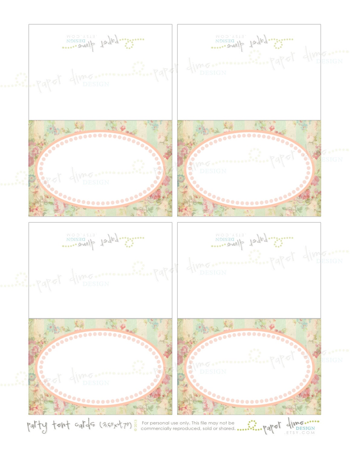 Instant Download Printable Blank Tent Cards Shabby Chic