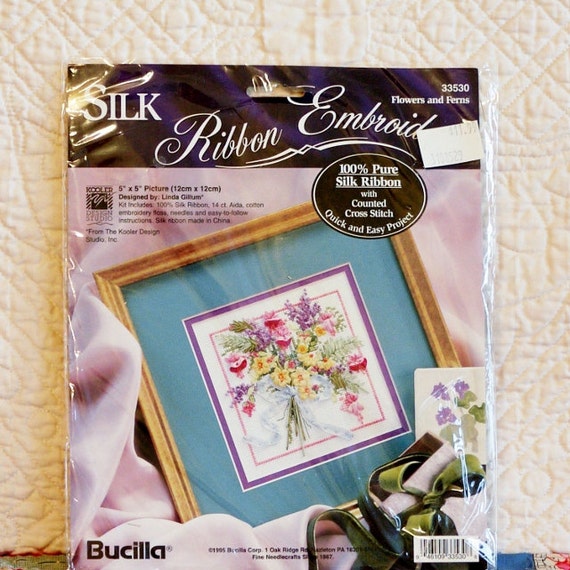 SILK RIBBON EMBROIDERY Kit Bucilla 33530 by DartingDogCrafts