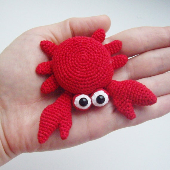 PDF PATTERN Crochet amigurumi toy "Little red crab" step by step tutorial /OOAK home decor /kawaii brooch / magnet / pin for bag