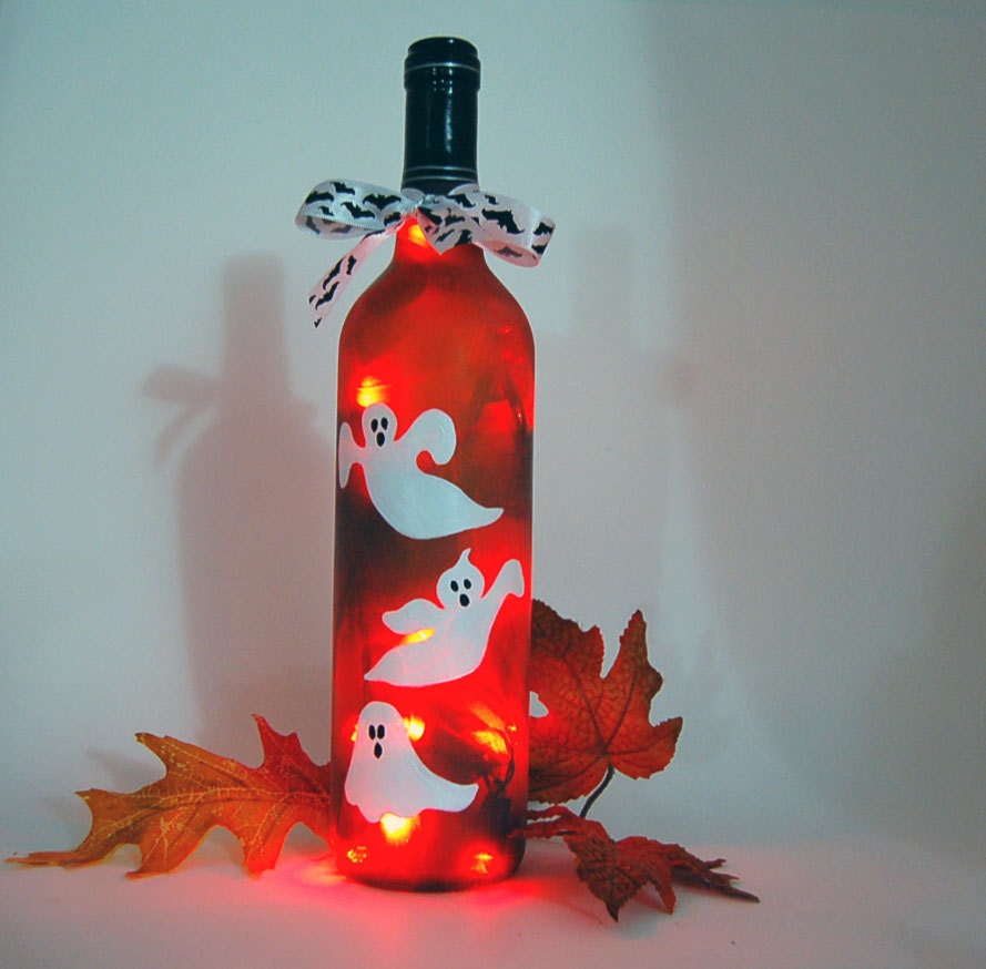 Halloween decoration wine bottle light ghosts