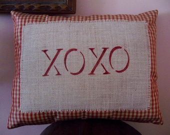 Whimsical Check "XOXO" Pillow, Novelty Pillow, Accent Pillow,Throw Pillow, Kisses Pillow,Love you Pillow