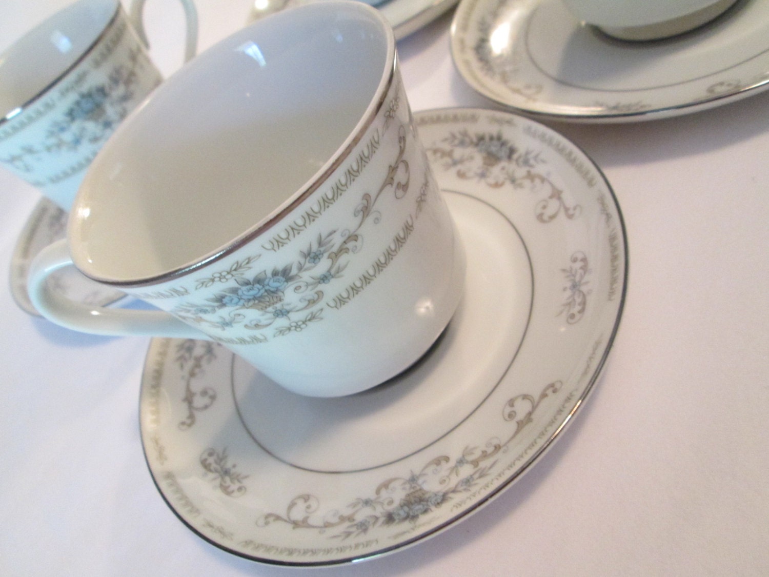 Vintage Fine China Japan Diane Cups & Saucers by LBFCollections