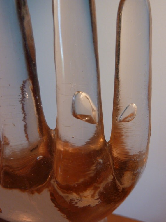 Vintage Depression PINK Color Glass Hand Ring Holder Jewelry