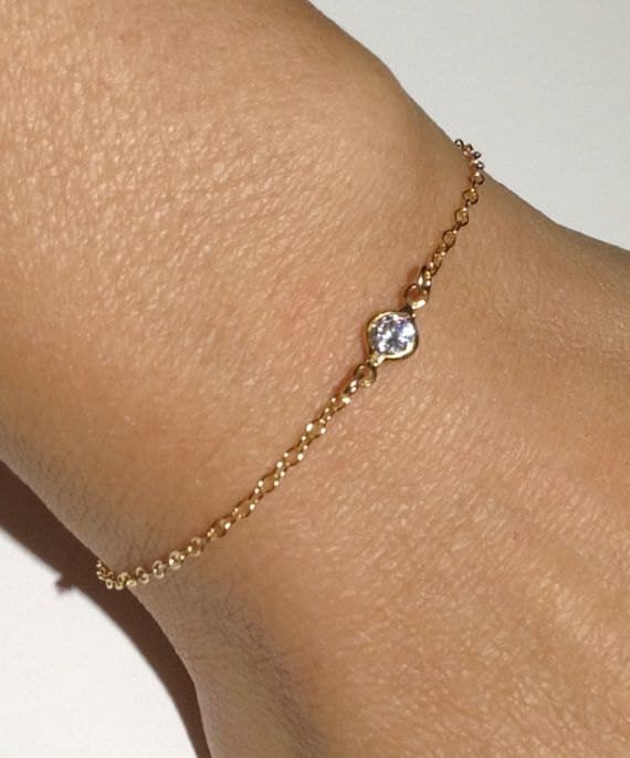 bracelet dainty thin 14k bracelets simple diamond cz chain filled minimalist silver jewelry bijoux delicate pandora collier heart tendance pl