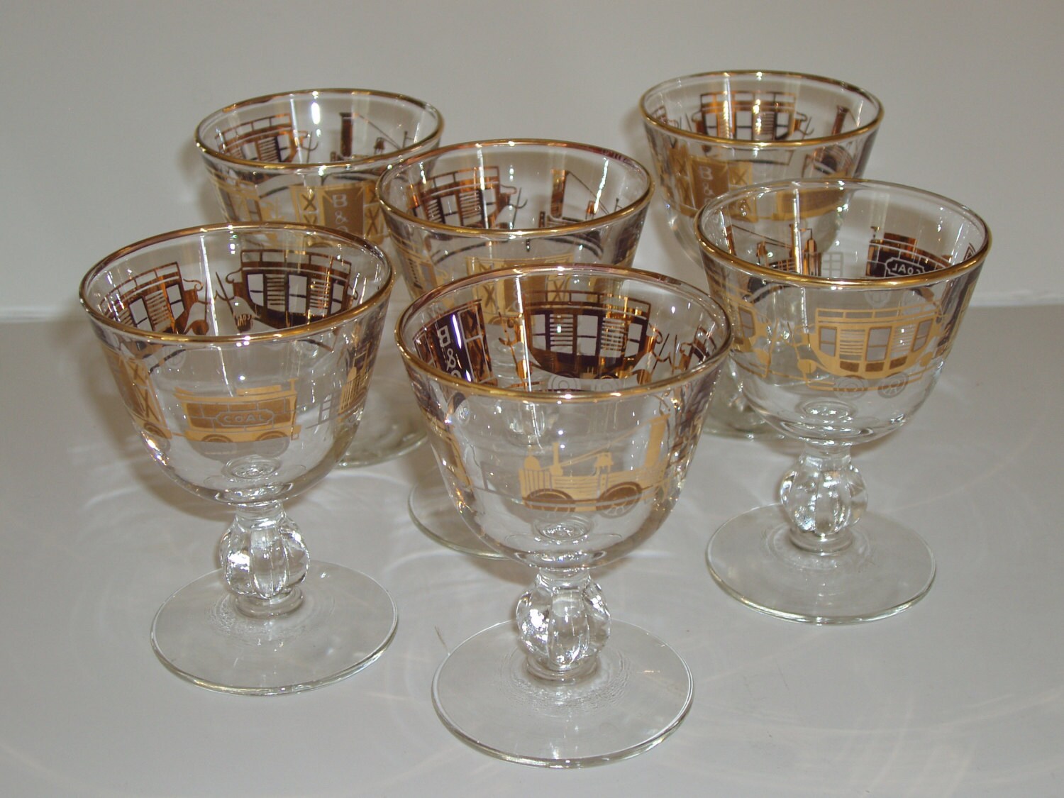 B&O Railroad Train Stemware / Cocktail / Wine Bar Glasses