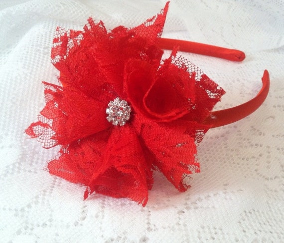 Red Headband Girls Headband Baby Headband Red Hair Bow