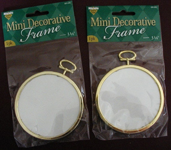 Two Round Mini Decorative Gold-Tone Plastic Frames