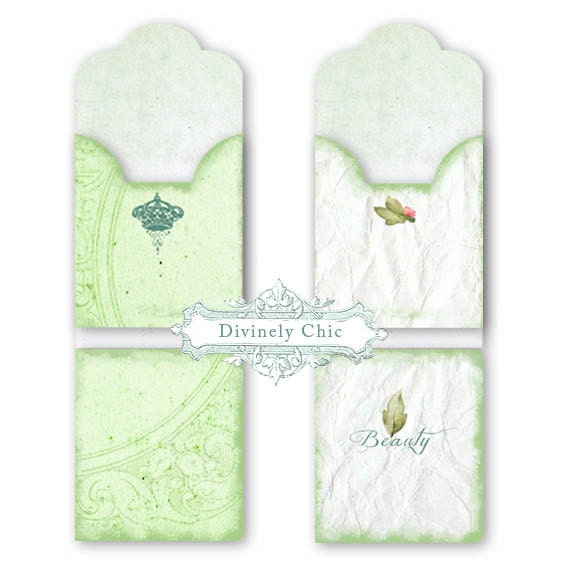 Printable Tea Bag Envelopes Instant Download Spring Green Tea