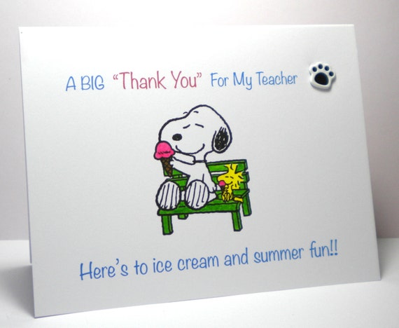 Items similar to SNOOPY Greeting Card, Handmade, Hand Stamped, Thank ...