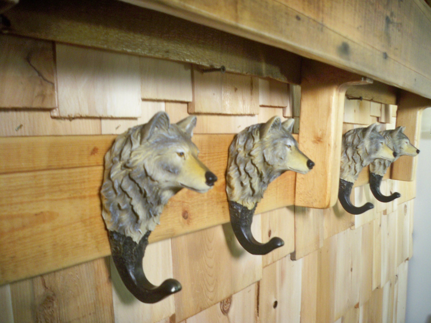 Upcycled Pallet Wolf coat rack and shelf