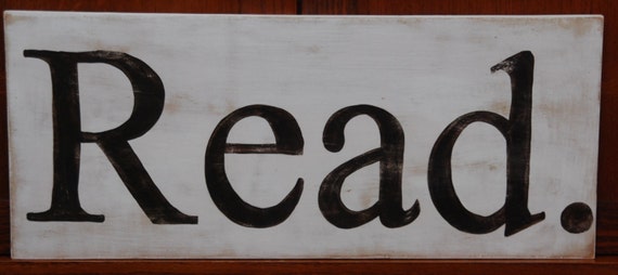 Items similar to Typography style Read hand-painted wooden sign 24 x 10 ...