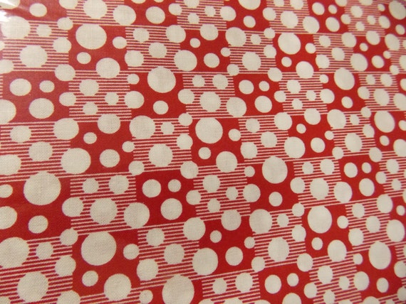 Items similar to Quilt / Quilting Fabric Red and White Print Collection Geometric Design Retro ...