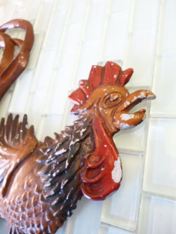 Vintage MIDWEST Metal Rooster Wall Hanging Farm Ranch Rustic
