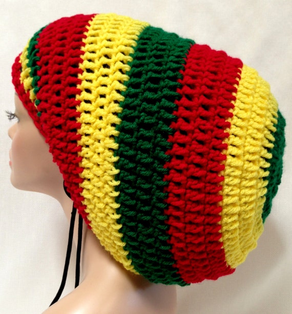 Unisex Crochet Rasta Hat. Dreadlocks Hat. Bob Marley Hat