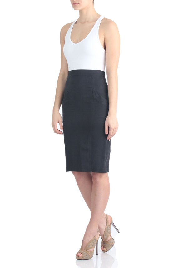 FINAL SALE Slant Pockets Pencil Skirt Black by TetianaKClothing