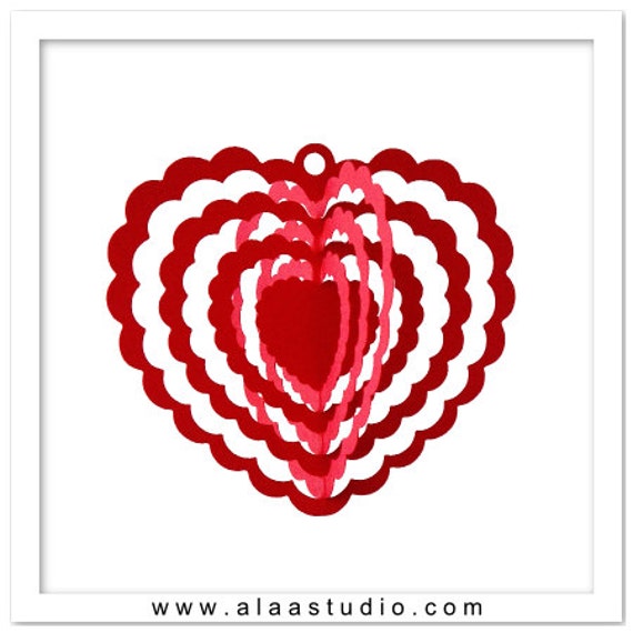 Download Scalloped heart Spinner cutting file in SVG DXF PDF formats